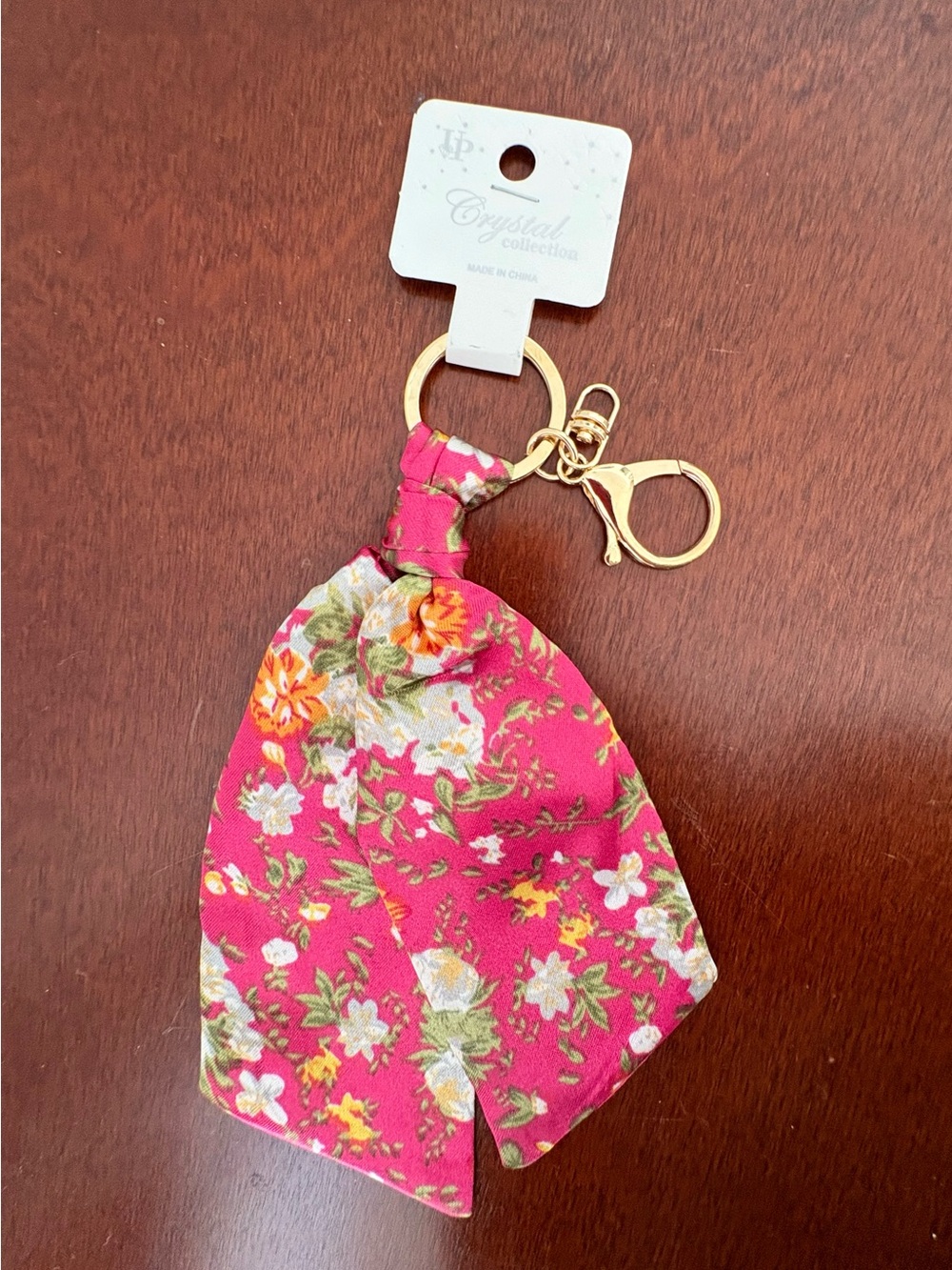 Pink Floral Scarf Keychain with Gold Hardware NEW!